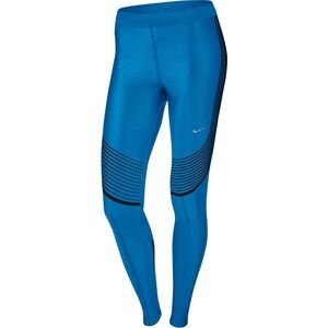 Nike Dri-FIT Running Tights Blue Black Reflective Size M Zip Pocket